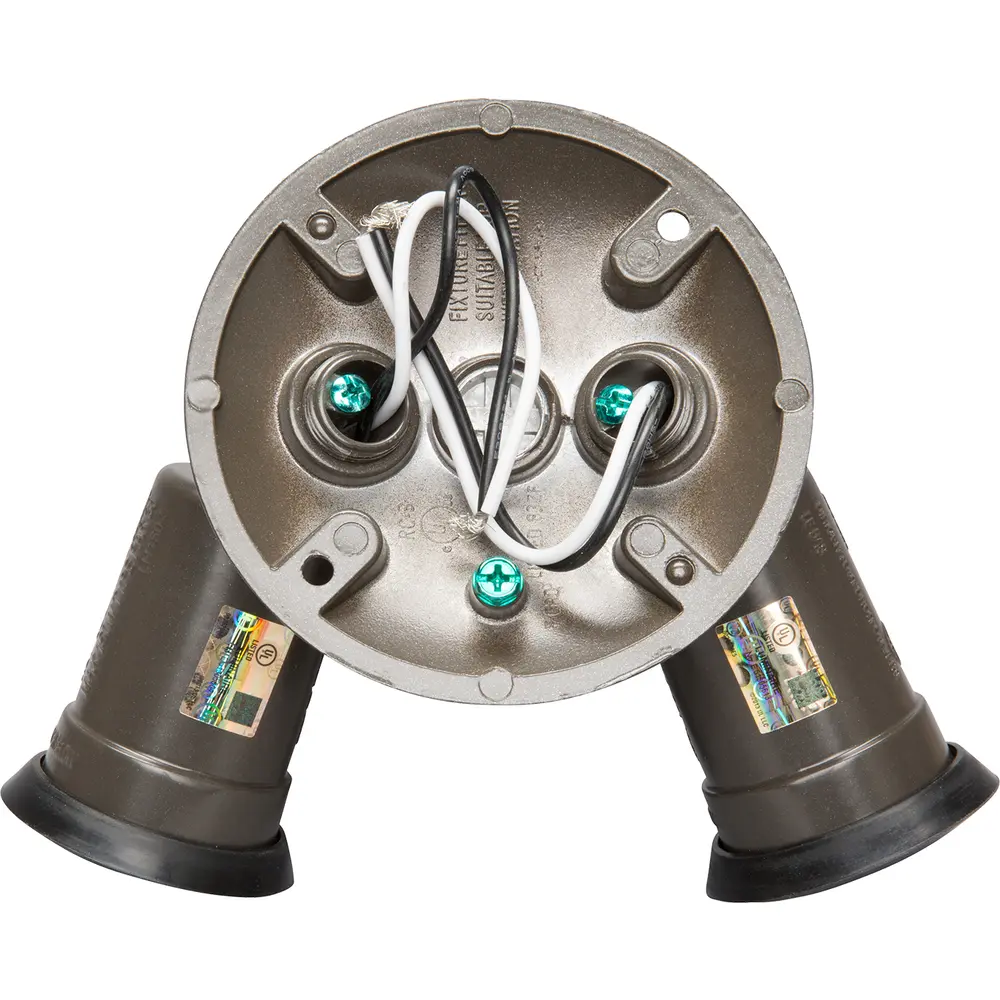 120 VAC Aluminum Weatherproof Double Flood Lamp Holder w/ Cover, Bronze