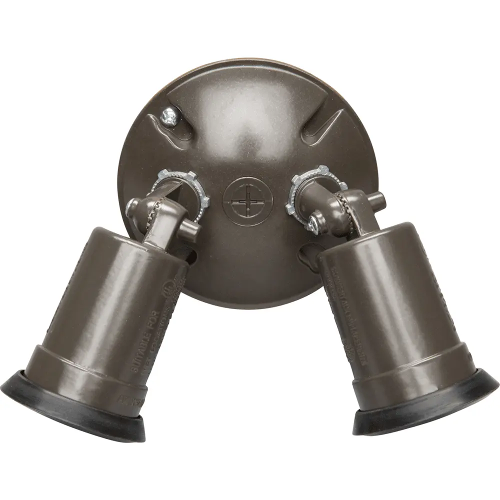 120 VAC Aluminum Weatherproof Double Flood Lamp Holder w/ Cover, Bronze
