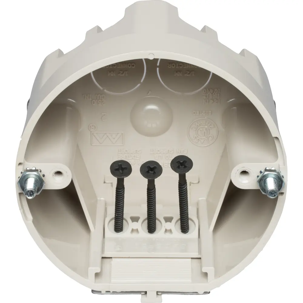 4" Round Adjustable Fixture Support Box w/ 3 Screws,25.0 Cu. In., Biege