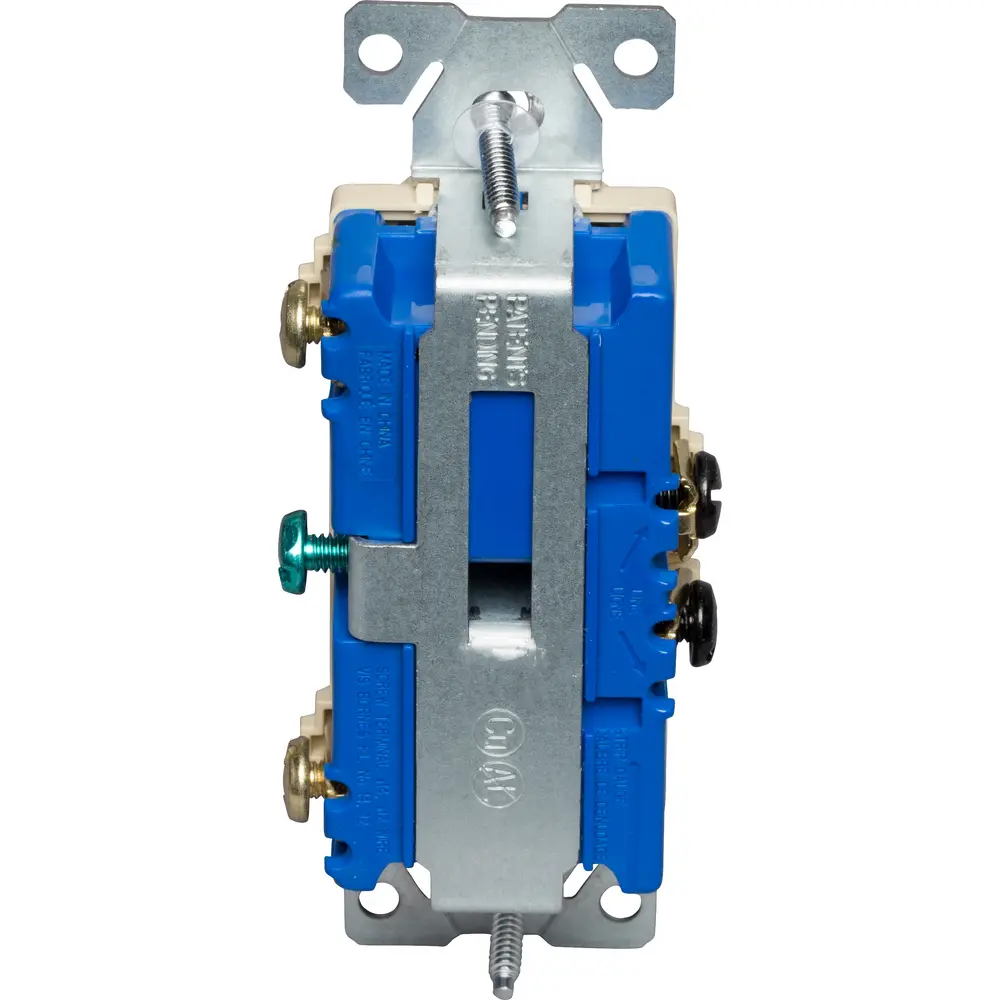 15 A 120/277 VAC Standard Combination Switch, Single-Pole, Ivory 1 15 A 120/277 VAC Standard Combination Switch, Single-Pole, Ivory