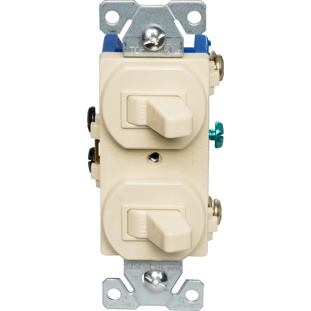 15 A 120/277 VAC Standard Combination Switch, Single-Pole, Ivory 2 15 A 120/277 VAC Standard Combination Switch, Single-Pole, Ivory