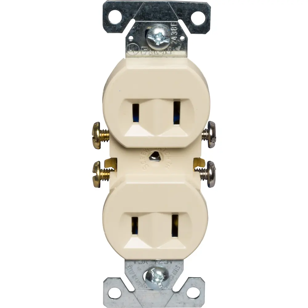 15 A 125 VAC NEMA 1-15R Residential Grade Duplex Receptacle, Ivory