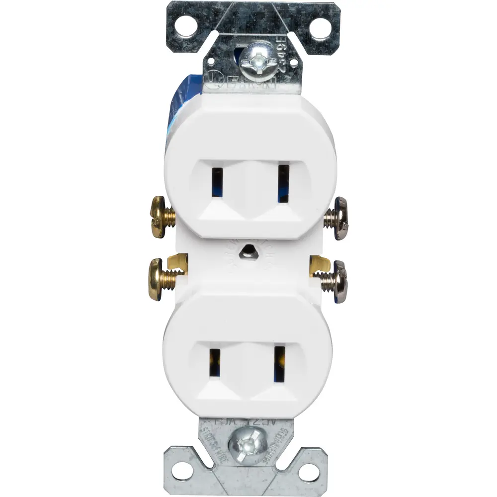 15 A 125 VAC NEMA 1-15R Residential Grade Duplex Receptacle, White