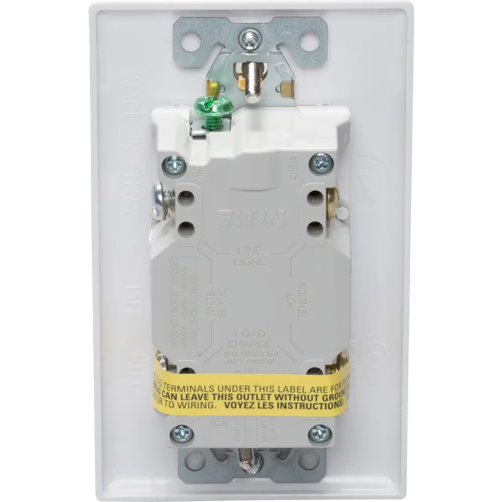 15 A 125 VAC Self-Test GFCI Receptacle, White