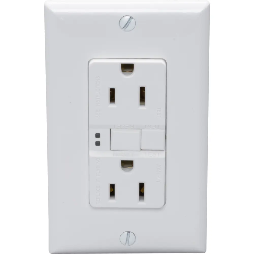 15 A 125 VAC Self-Test GFCI Receptacle, White
