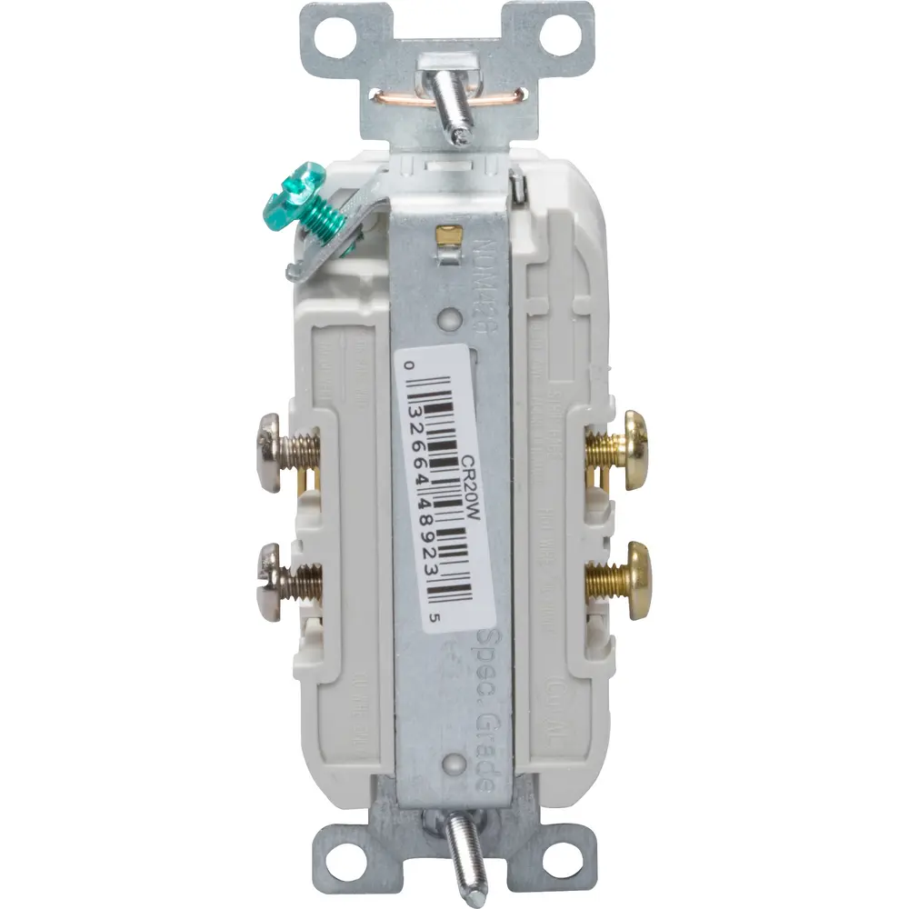20 A 125 VAC 5-20R Commercial Grade Duplex Receptacle, White 1 20 A 125 VAC 5-20R Commercial Grade Duplex Receptacle, White
