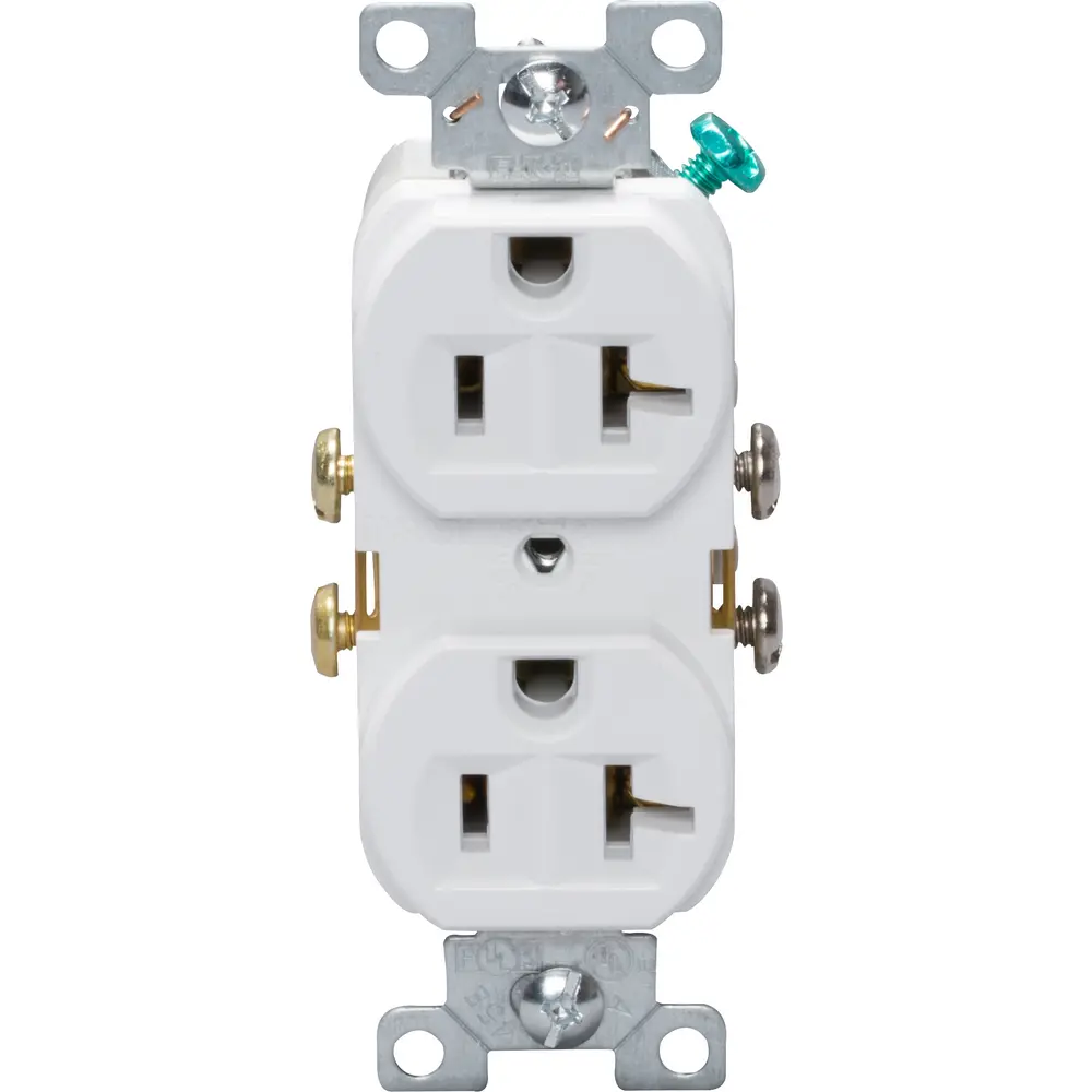 20 A 125 VAC 5-20R Commercial Grade Duplex Receptacle, White 2 20 A 125 VAC 5-20R Commercial Grade Duplex Receptacle, White