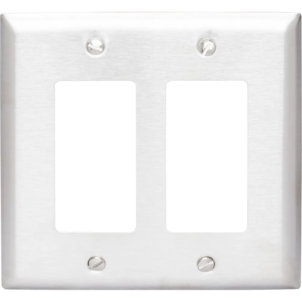 2-Gang Decorator/GFCI Wall Plate, Standard Size, Stainless Steel 2 2-Gang Decorator/GFCI Wall Plate, Standard Size, Stainless Steel