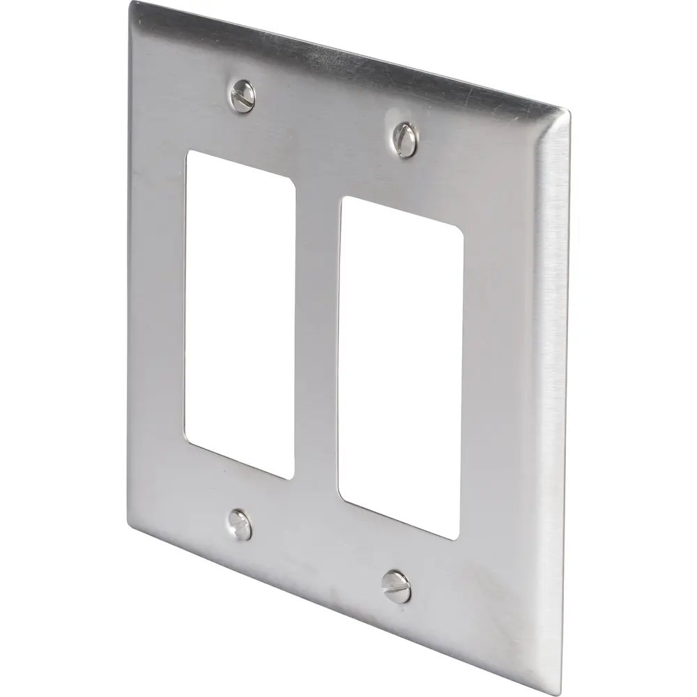2-Gang Decorator/GFCI Wall Plate, Standard Size, Stainless Steel 3 2-Gang Decorator/GFCI Wall Plate, Standard Size, Stainless Steel