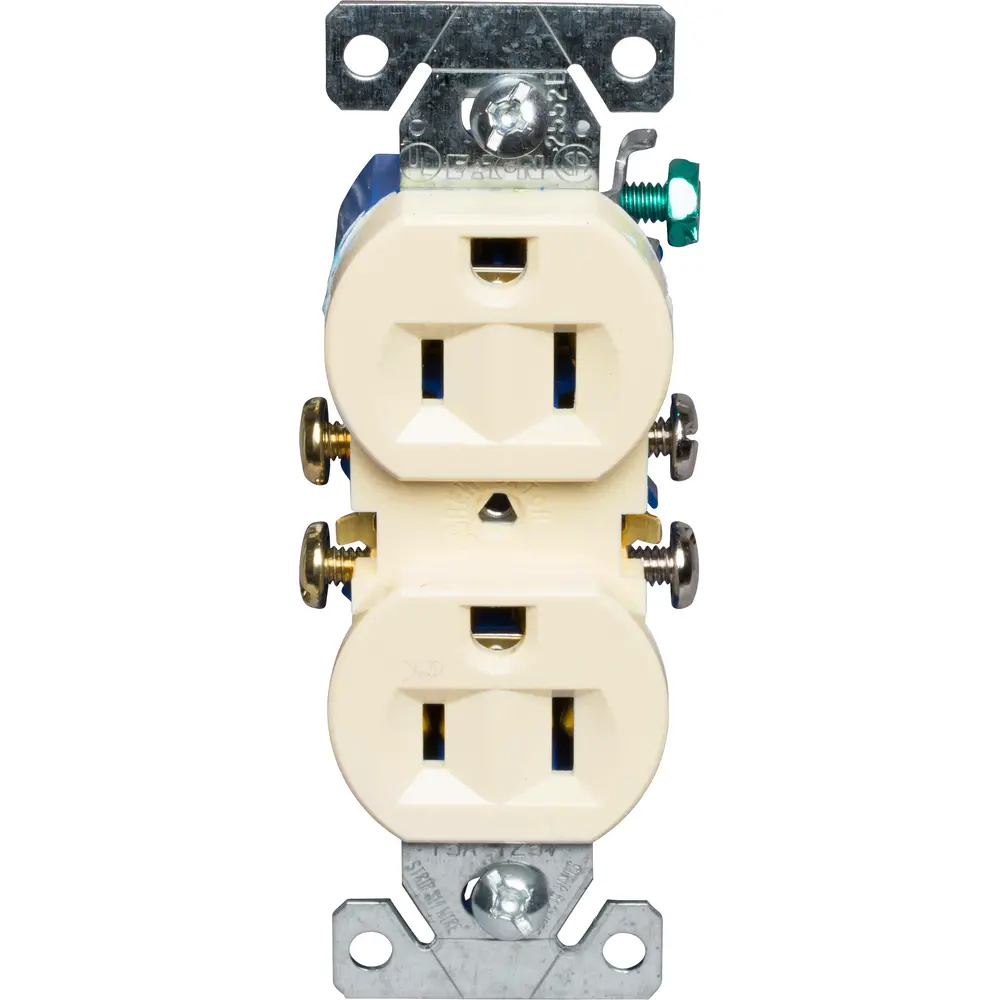 15 A 125 VAC NEMA 5-15R Duplex Receptacle, Ivory