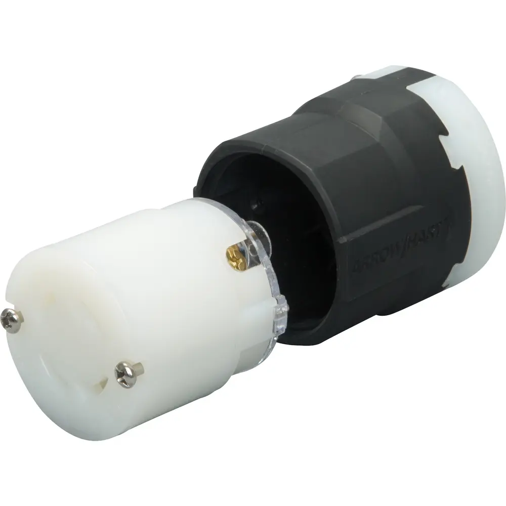 30A Industrial Ultra Grip Locking Connector, 125/250 VAC, Black and White