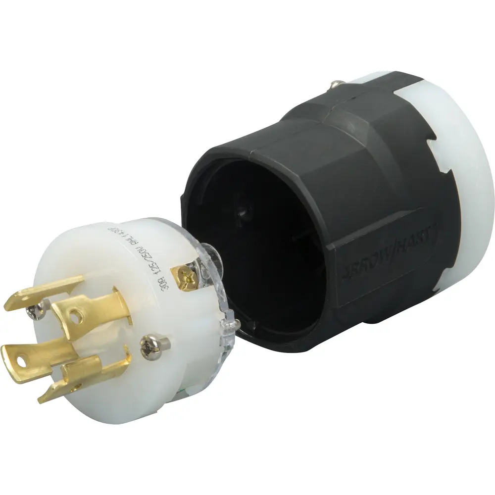 30A Industrial Ultra Grip Locking Plug, 125/250 VAC, Black and White