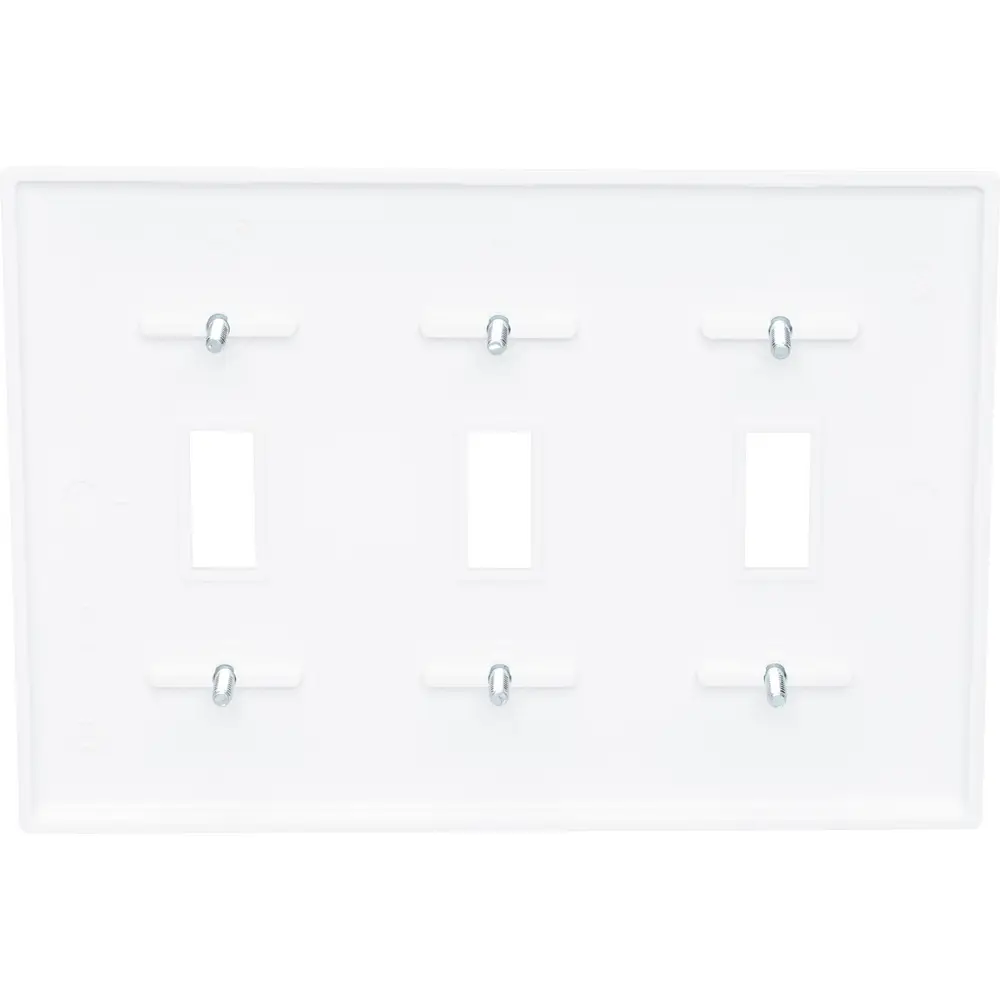 3-Gang Toggle Switch Wall Plate, Mid-Size, Polycarbonate, White