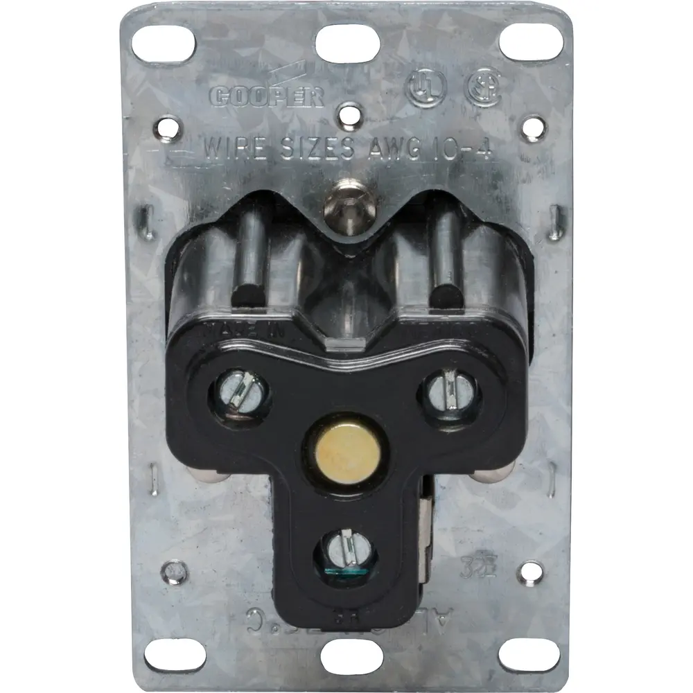 50A Power Device Receptacle, 125 VAC, 2-Pole, 3-Wire, Black 1 50A Power Device Receptacle, 125 VAC, 2-Pole, 3-Wire, Black