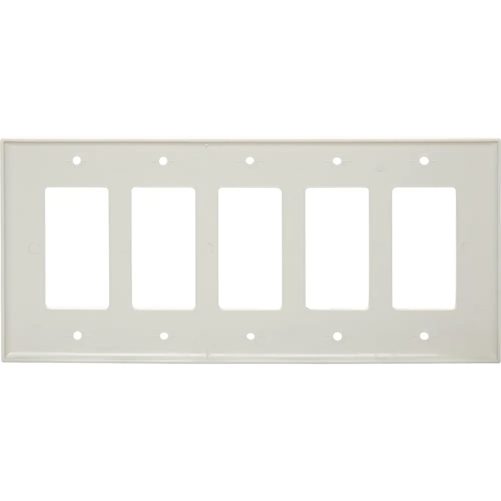5-Gang Decorator/GFCI Wall Plate, Mid-Size, Polycarbonate, Light Almond