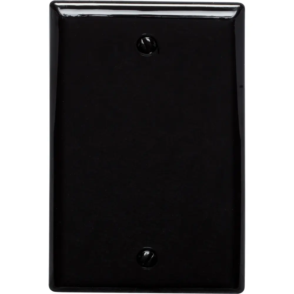 Single-Gang Blank Wall Plate, Standard Size, Nylon, Black