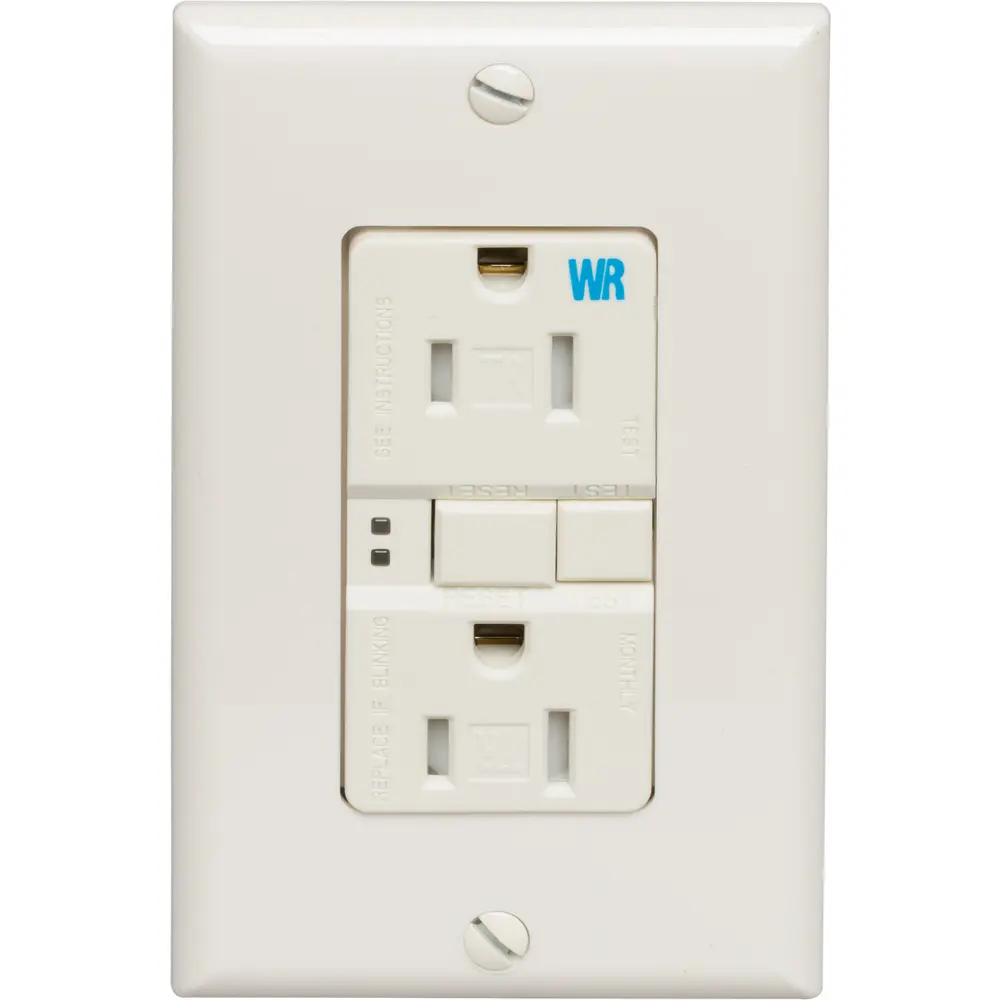 15 A 125 VAC Tamper/Weather-Resistant Self-Test GFCI Receptacle, Light Almond