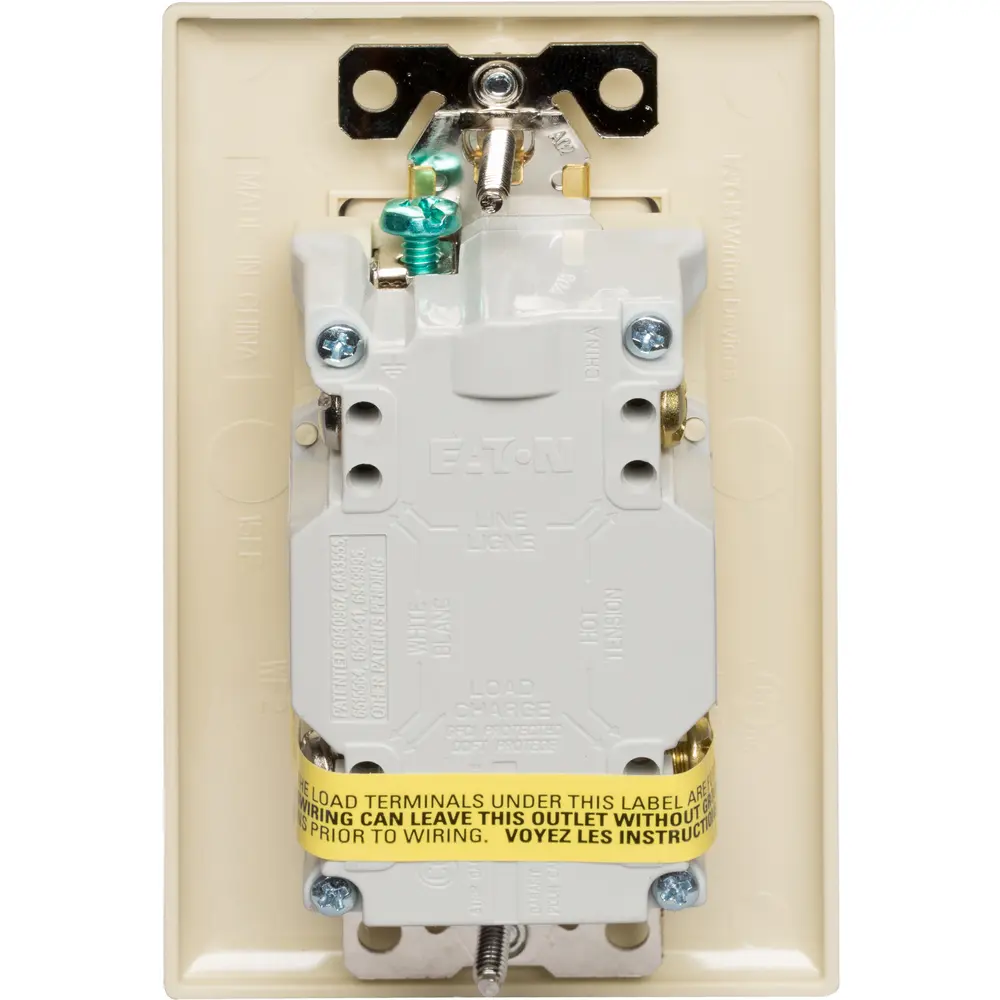 20 A 125 VAC Tamper/Weather-Resistant Self-Test GFCI Receptacle, Ivory