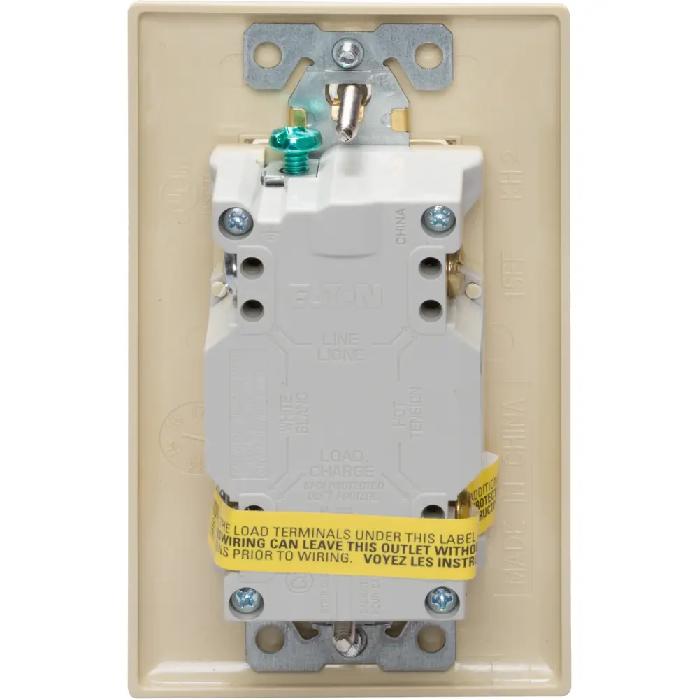 15 A 125 VAC Tamper-Resistant Self-Test GFCI Receptacle, Ivory