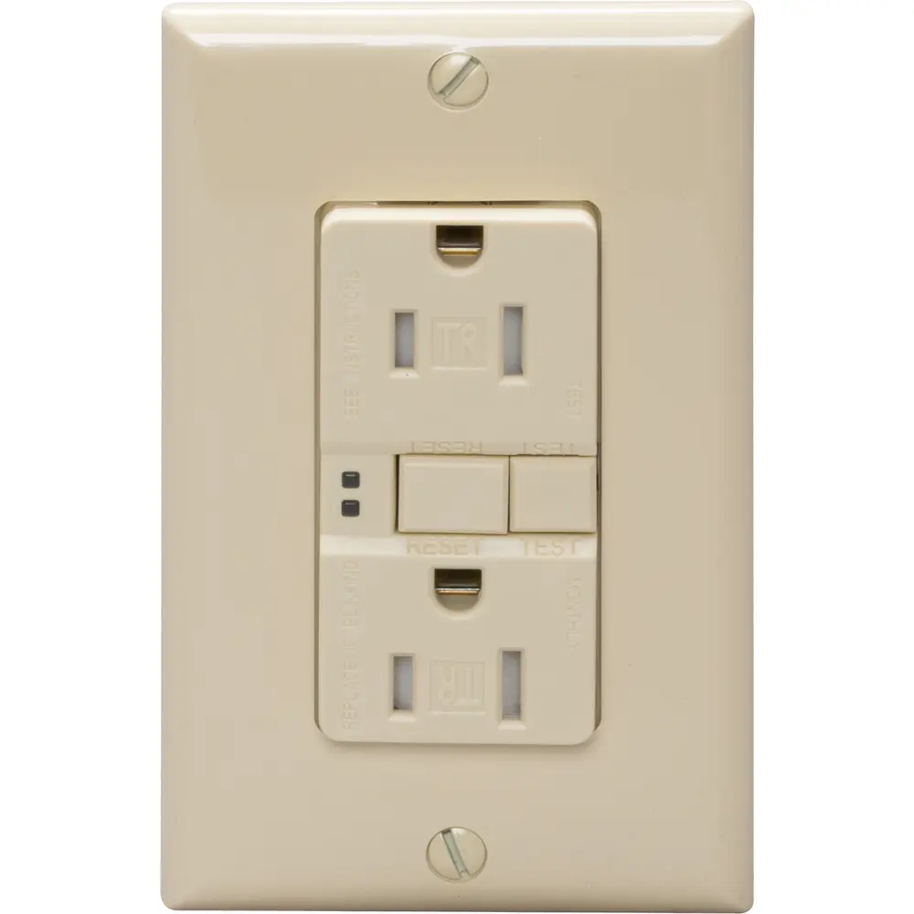 15 A 125 VAC Tamper-Resistant Self-Test GFCI Receptacle, Ivory