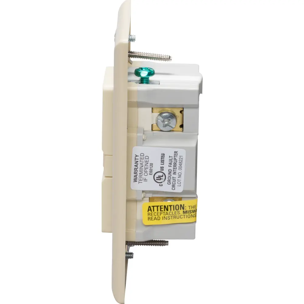 15 A 125 VAC Tamper-Resistant Self-Test GFCI Receptacle, Ivory 3 15 A 125 VAC Tamper-Resistant Self-Test GFCI Receptacle, Ivory