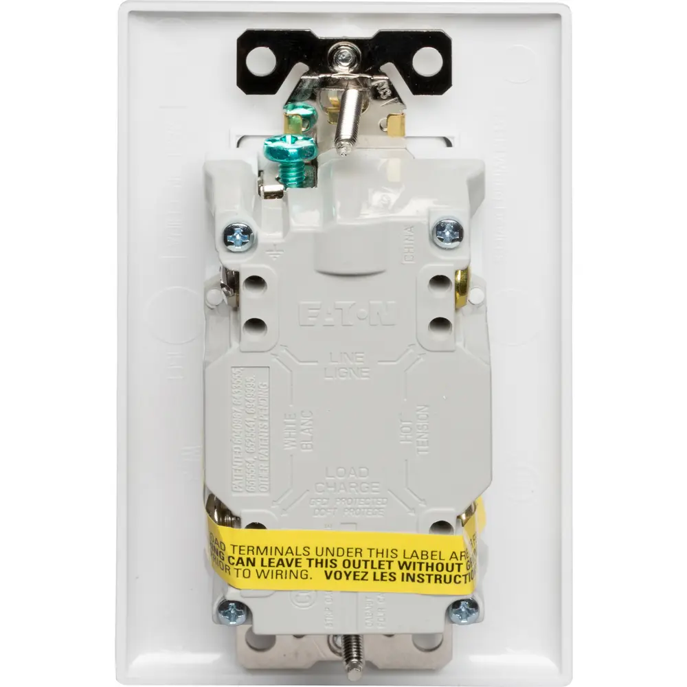 20 A 125 VAC Tamper/Weather-Resistant Self-Test GFCI Receptacle, White