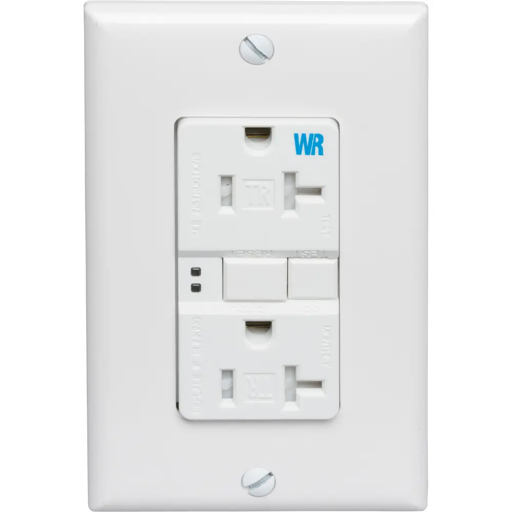 20 A 125 VAC Tamper/Weather-Resistant Self-Test GFCI Receptacle, White