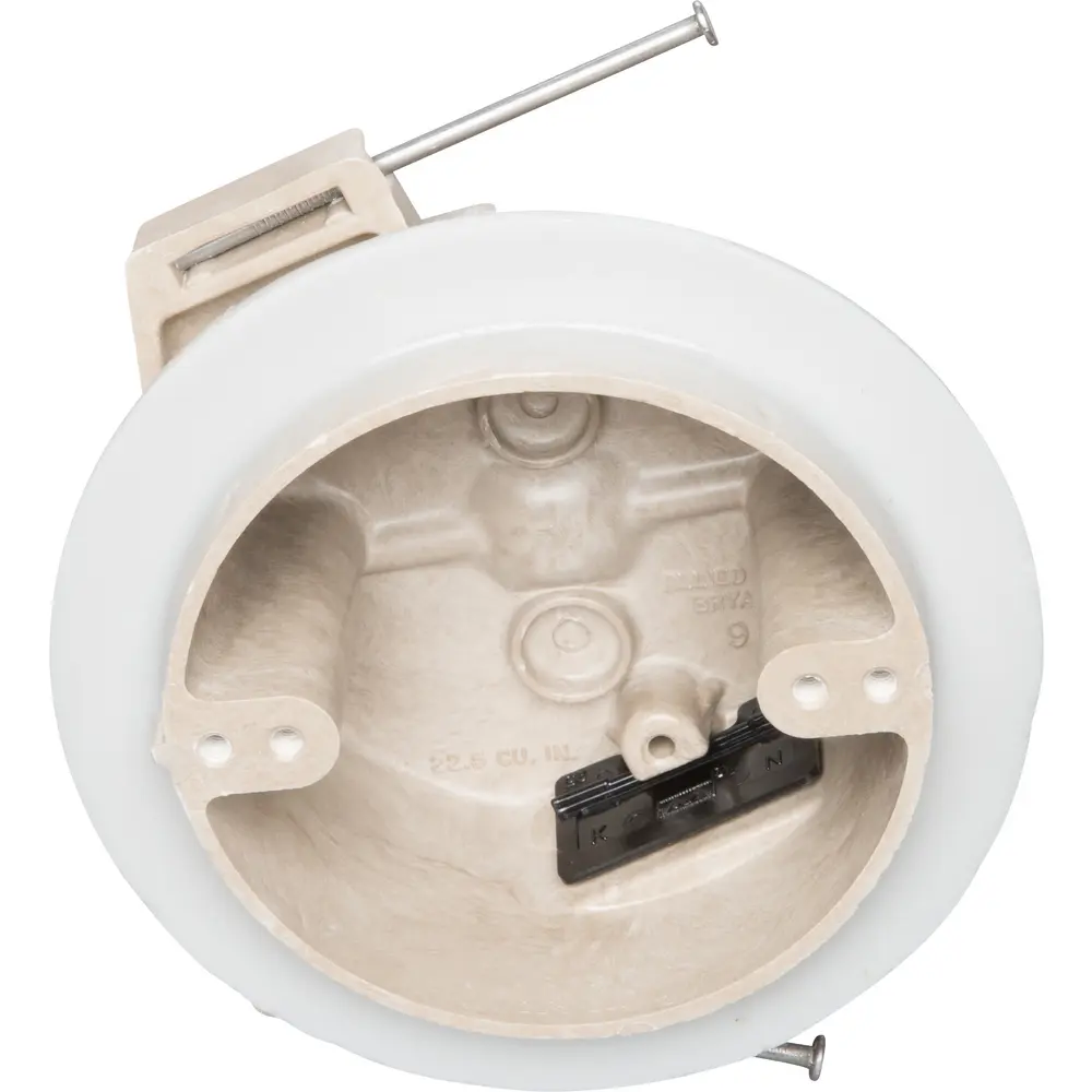 4" Round Fixture Support Box w/ Air Sealed Flange, 22.5 Cu. In., White
