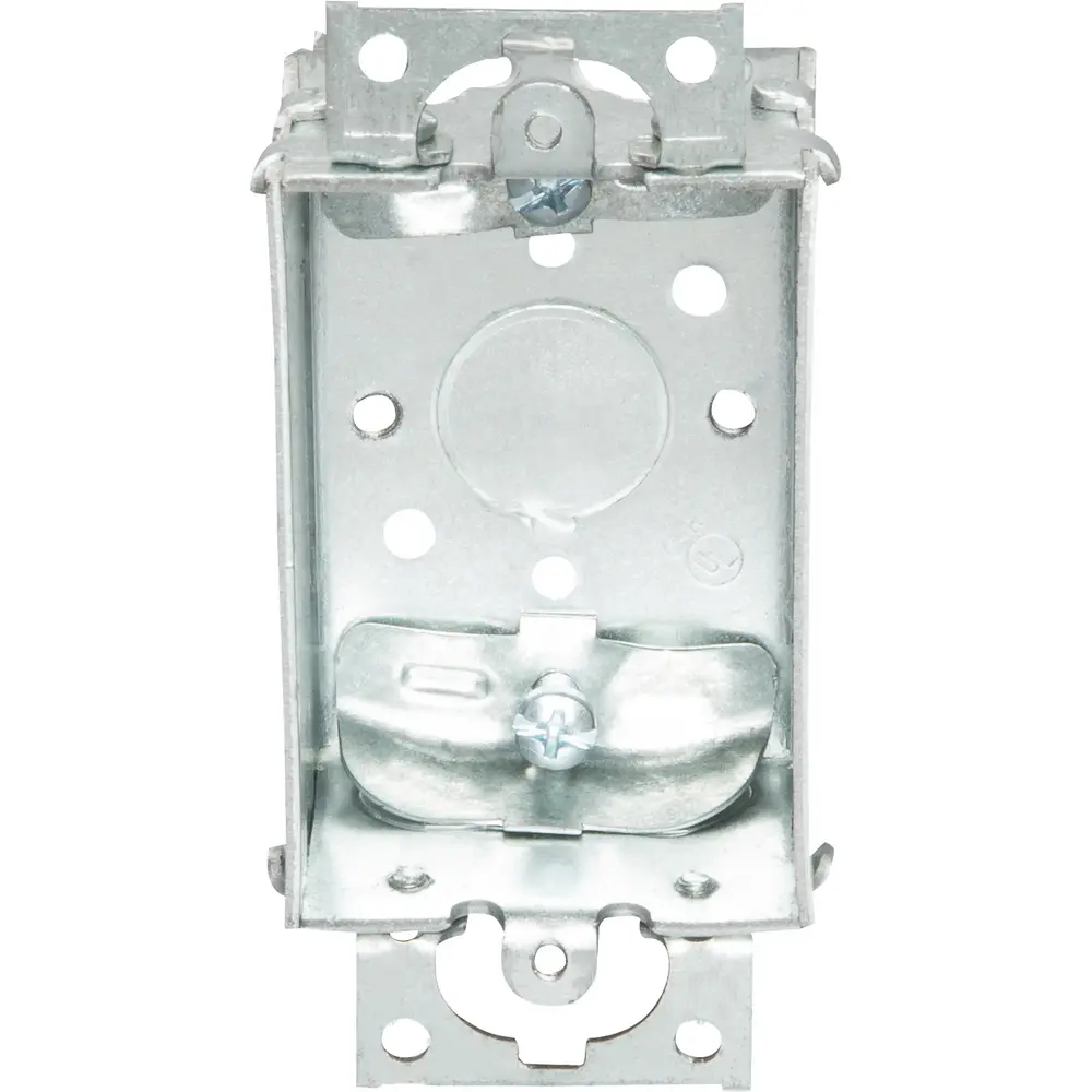 1-1/2" Non-Gangable Switch Box, (4) Cable, (1) 1/2" KO, NM Clamps, Ears, 7.5 Cu. In.