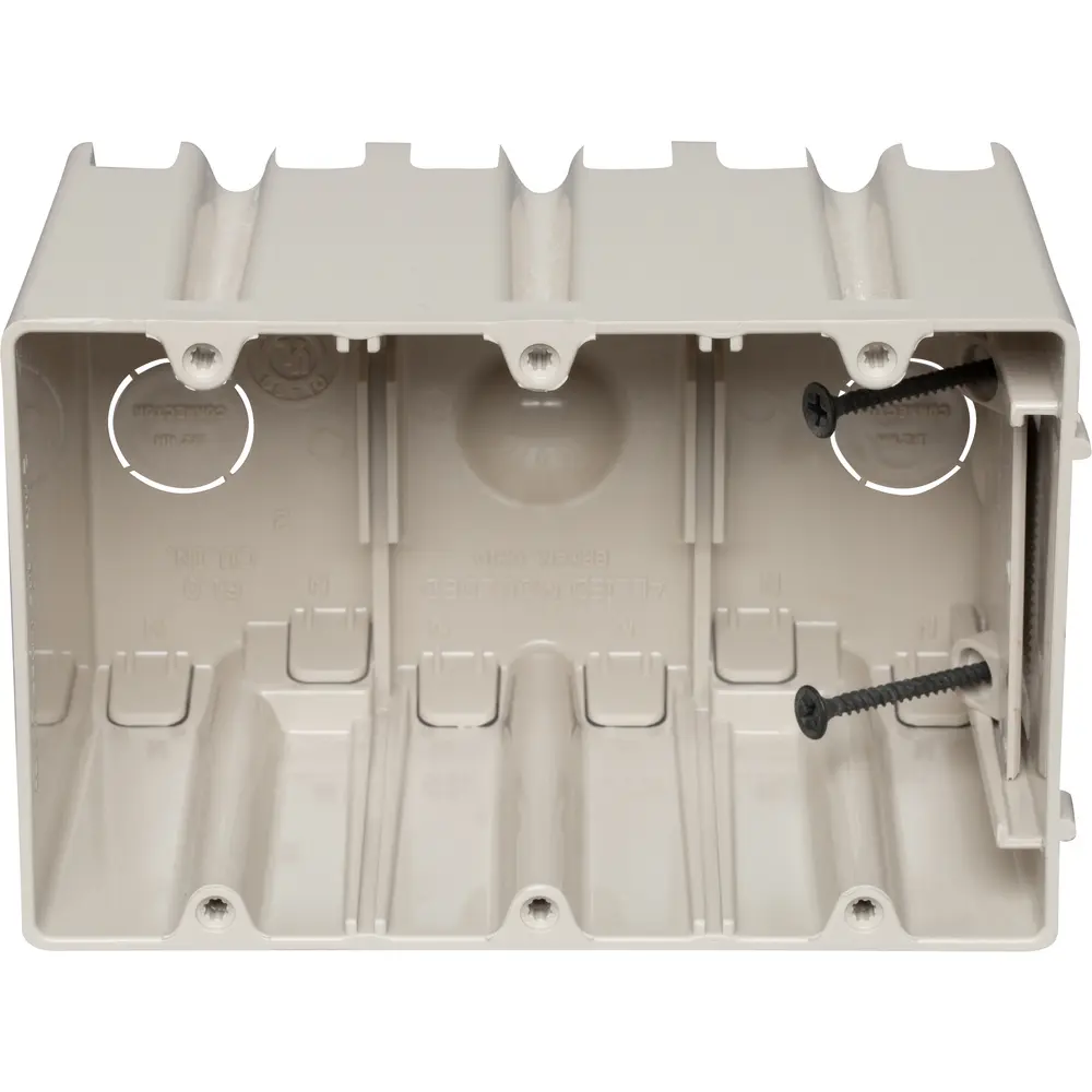 61 Cu. In. 3-Gang Adjustable Electrical Box, Polycarbonate, Beige