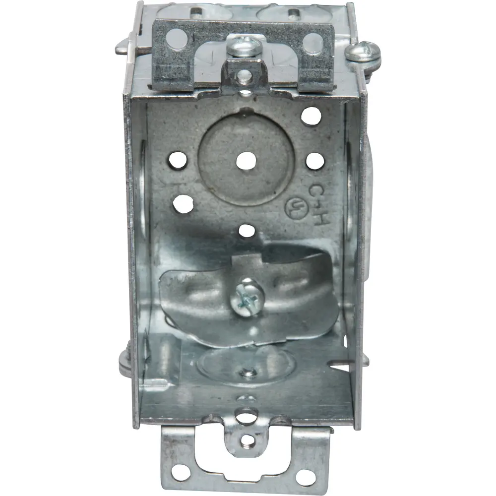 2-1/2" Gangable Switch Box, (2) Cable, (2) 1/2" KO, NM Clamps, Ears, 12.5 Cu. In.