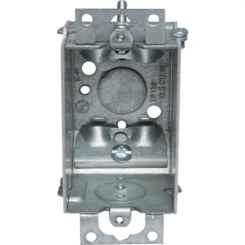 2-1/4" Gangable Switch Box, (2) Cable, (1) 1/2" KO, Beveled Corners, Ears, 10.5 Cu. In.