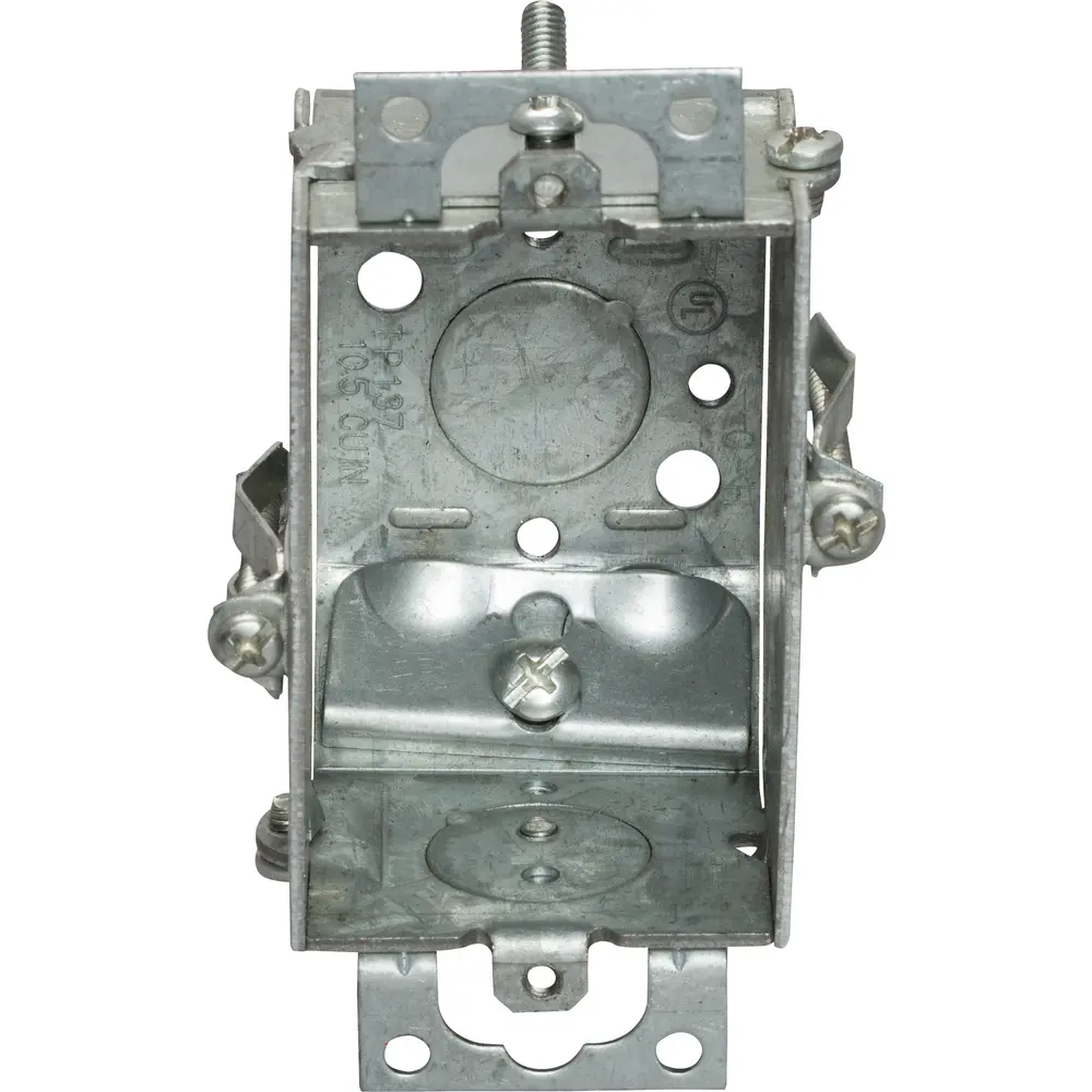 2-1/4" Gangable Switch Box, (2) Cable, (1) 1/2" KO, Hold-Tite, Beveled Corners, Ears, 10.5 Cu. In., Steel