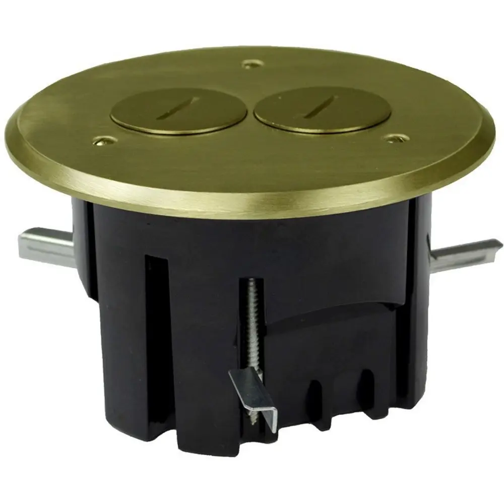 Brass Round Cover Assembly For Duplex Floor Box, 24.5 Cu. In.