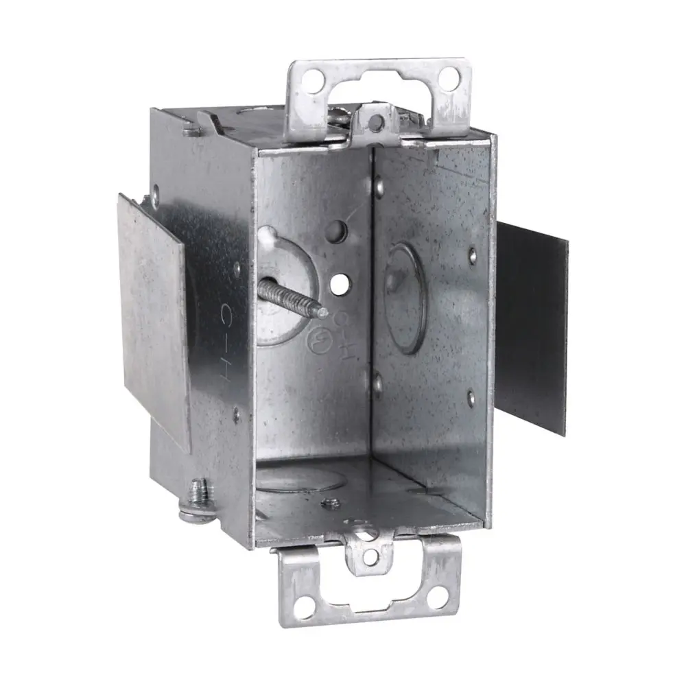 2-1/4" Gangable Switch Box, Snap-In, (2) 1/2" KO, Ears, 12.5 Cu. In., Steel