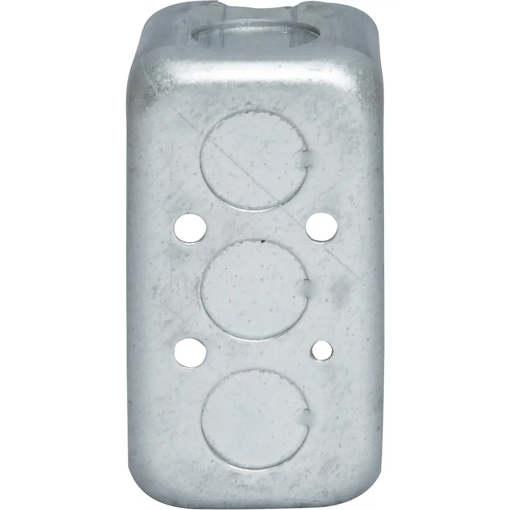 2-1/8" Deep Steel Utility Box, (6) 3/4" Side KOs, (3) 1/2" Bottom KOs