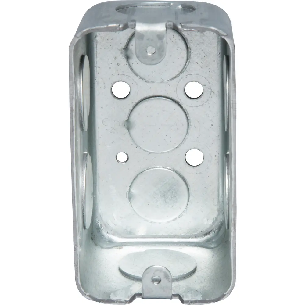 2-1/8" Deep Steel Utility Box, (6) 3/4" Side KOs, (3) 1/2" Bottom KOs