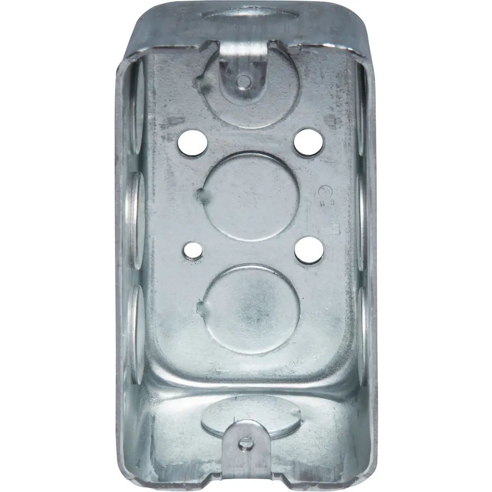 2-1/8" Deep Steel Utility Box, (8) 1/2" Side KOs, (3) 1/2" Bottom KOs