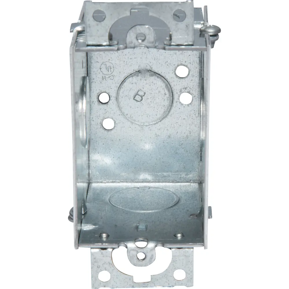2-3/4" Gangable Switch Box, (2) 3/4", (1) 1/2" KOs, Conduit, Ears, 14 Cu. In.