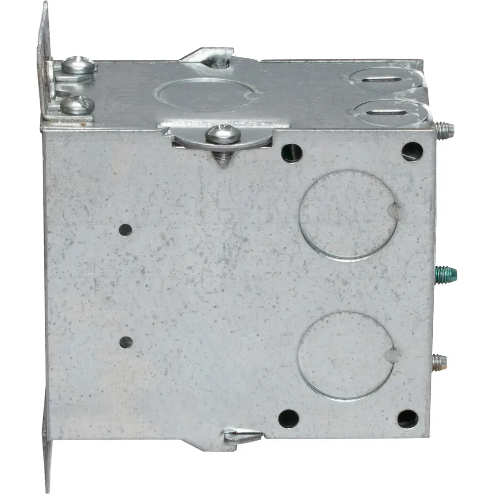 3-1/2" Gangable Switch Box, (2) Cable, (1) 1/2" KO, NM Clamps, Ears/Ground Pigtail, 18 Cu. In., Steel
