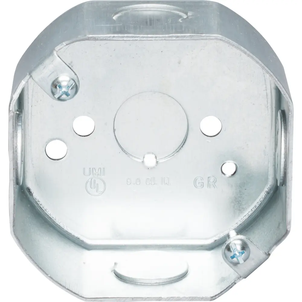 3-1/2" Octagon Outlet Box, Conduit, No Clamps, (5) 1/2" KO, 9 Cu. In. 2 3-1/2" Octagon Outlet Box, Conduit, No Clamps, (5) 1/2" KO, 9 Cu. In.