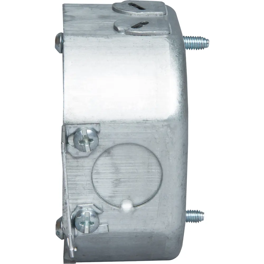 3-1/4" Octagon Outlet Box, 2-Screw Ears, NM Clamps, (1) 1/2" KO, 9 Cu. In. 3 3-1/4" Octagon Outlet Box, 2-Screw Ears, NM Clamps, (1) 1/2" KO, 9 Cu. In.
