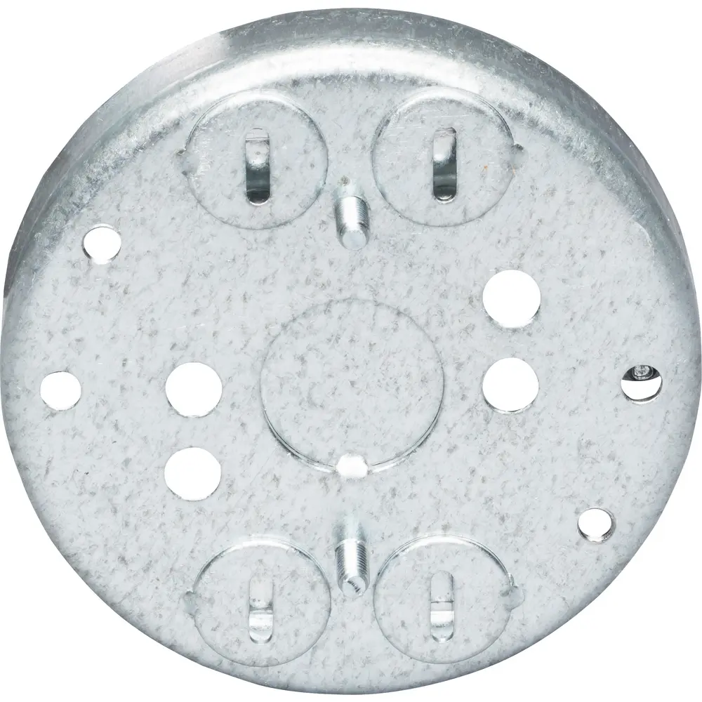3-1/4" Round Ceiling Pan, 1/2" Deep, 4 Cable, (1) 1/2" Conduit KO, 4 Cu. In.