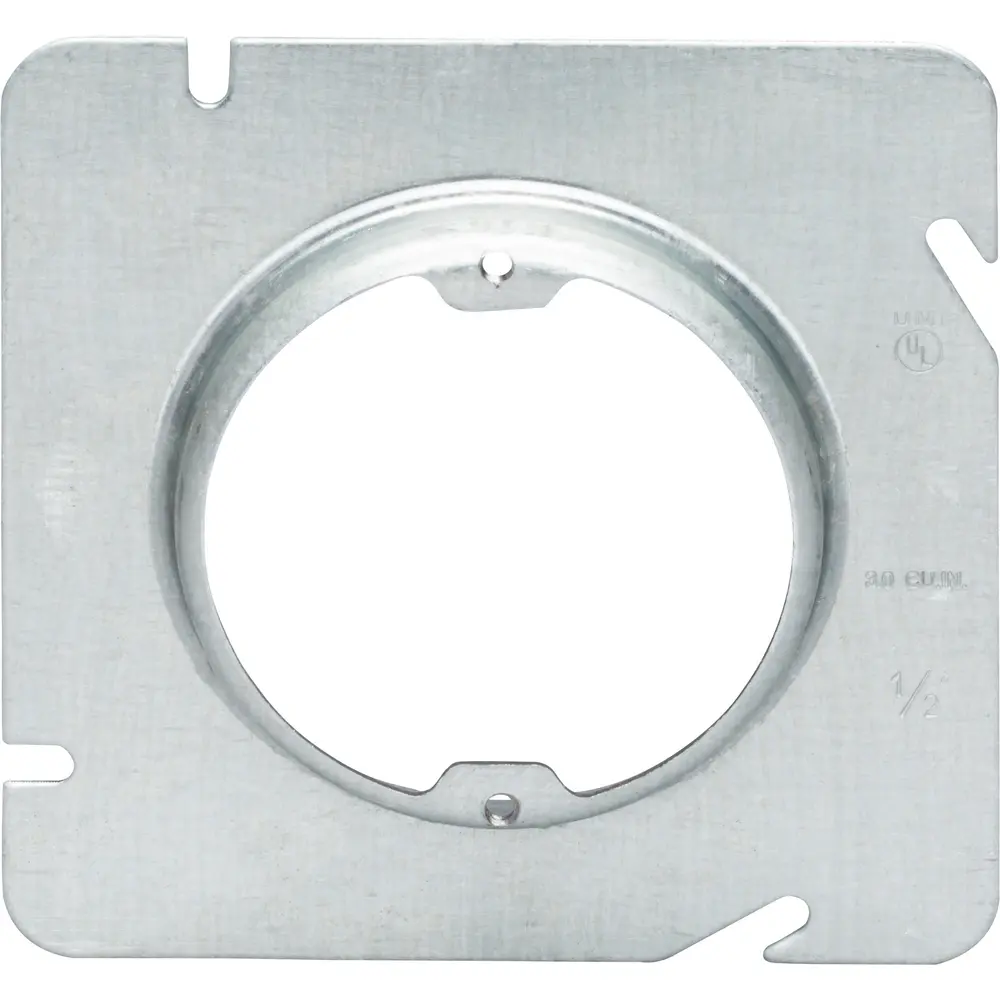 4-11/16" Square Cover, 1/2" Raised, w/ Ears 2-3/4", 3.3 Cu. In., Steel 2 4-11/16" Square Cover, 1/2" Raised, w/ Ears 2-3/4", 3.3 Cu. In., Steel