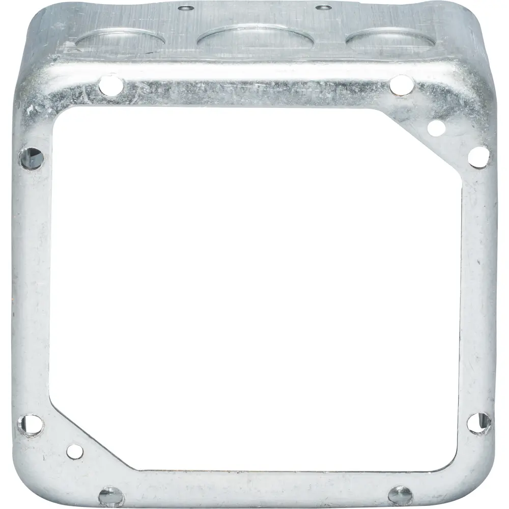 4-11/16" Square Extension Ring, (8) 1/2", (4) 3/4" KO, 42 Cu. In., Steel