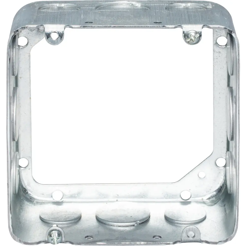 4-11/16" Square Extension Ring, (8) 1/2", (4) 3/4" KO, 42 Cu. In., Steel