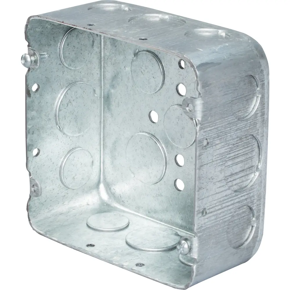 4-11/16" Square Outlet Box, Drawn, (11) 1/2", (6) 3/4" KO, 42 Cu. In., Steel 2 4-11/16" Square Outlet Box, Drawn, (11) 1/2", (6) 3/4" KO, 42 Cu. In., Steel