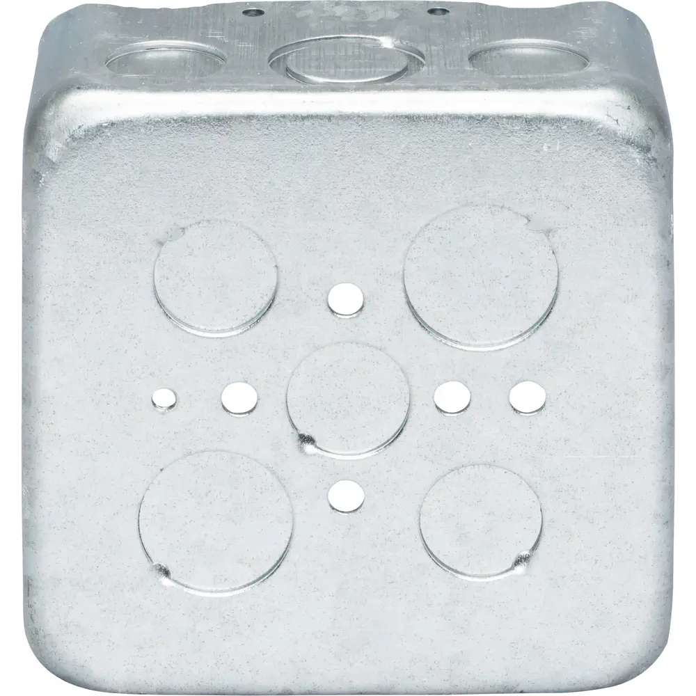 4-11/16" Square Outlet Box, Drawn, (15) 1/2", (3) 3/4" KO, 42 Cu. In., Steel