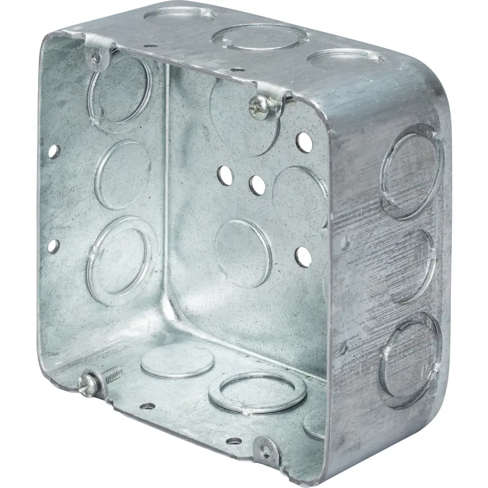 4-11/16" Square Outlet Box, Drawn, (15) 1/2", (3) 3/4" KO, 42 Cu. In., Steel