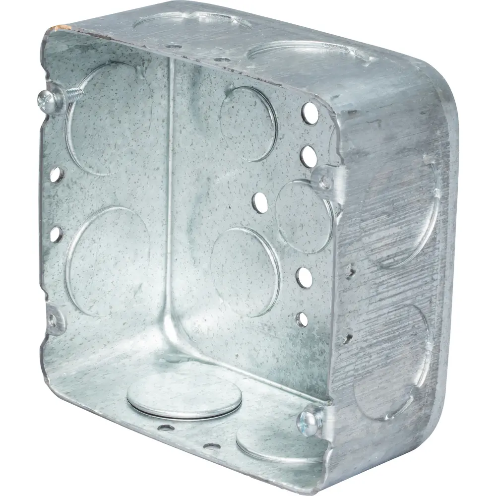 4-11/16" Square Outlet Box, Drawn, (8) 1", (3) 1/2", (2) 3/4" KO, 42 Cu. In., Steel 1 4-11/16" Square Outlet Box, Drawn, (8) 1", (3) 1/2", (2) 3/4" KO, 42 Cu. In., Steel